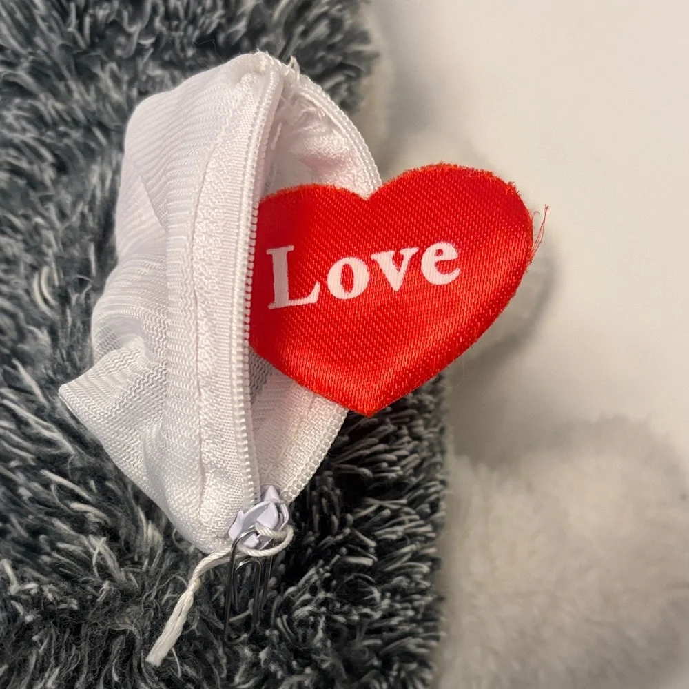 Bear Factory Love-Themed Plush Dog Toy Pair - Brown and Gray